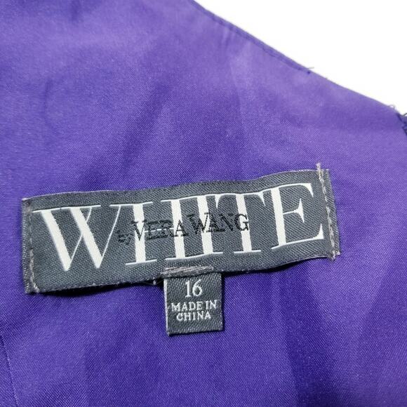 WHITE by Vera Wang Purple Regency Gown Dress One Shoulder Slit - Picture 4 of 11